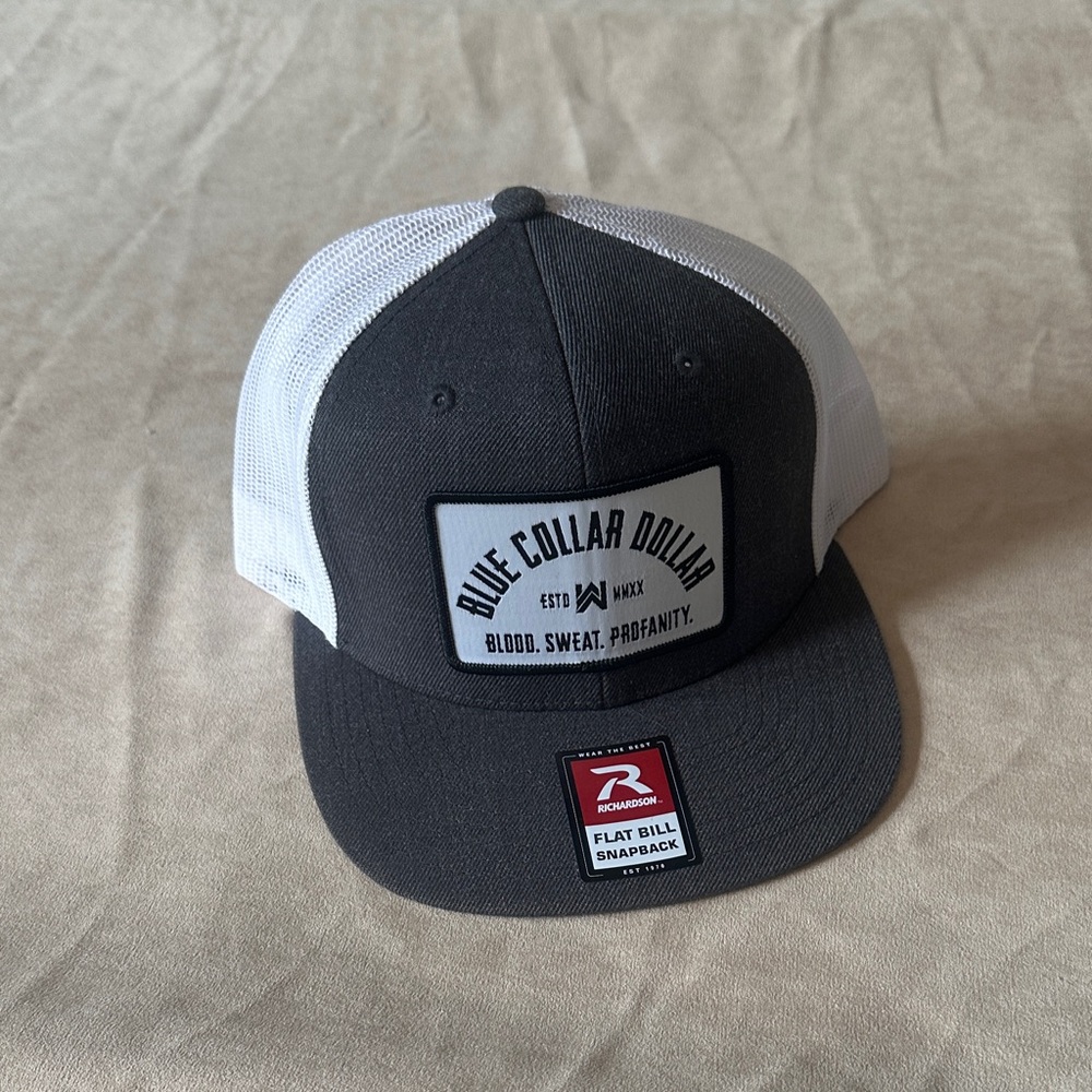 Blue Collar Dollar Gray & White Trucker Snapback Hat